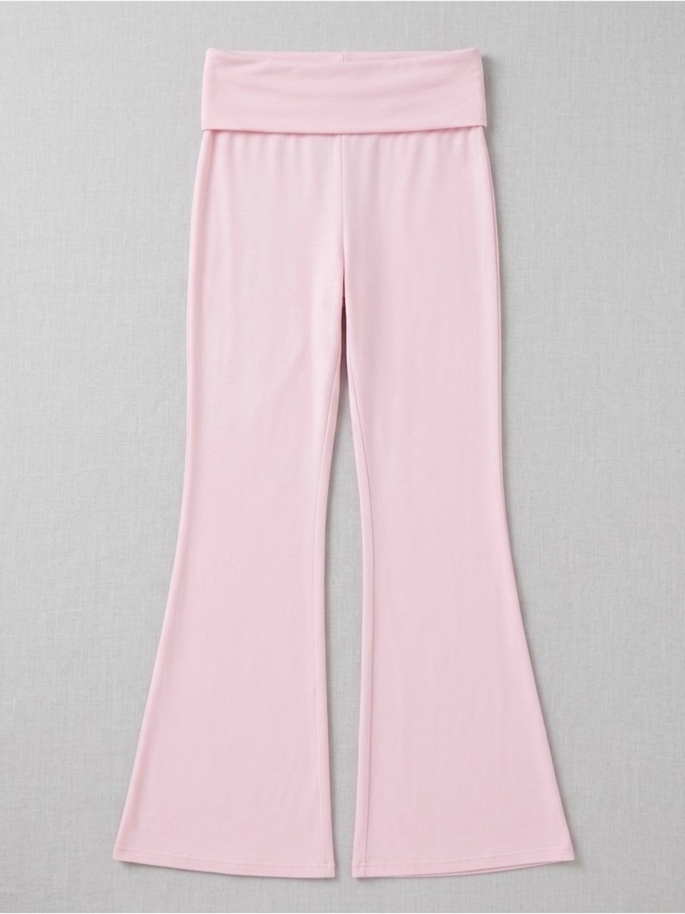 Women's Pink Flared Fold Over Yoga Pants